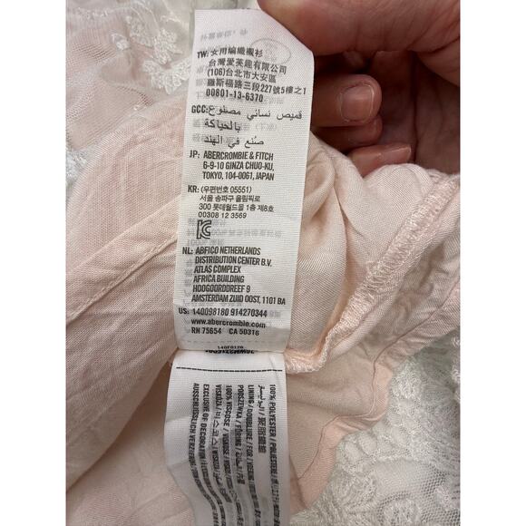 Abercrombie & Fitch Lace Peplum Top XS White Sheer Floral Embroidered Blouse - Picture 10 of 14